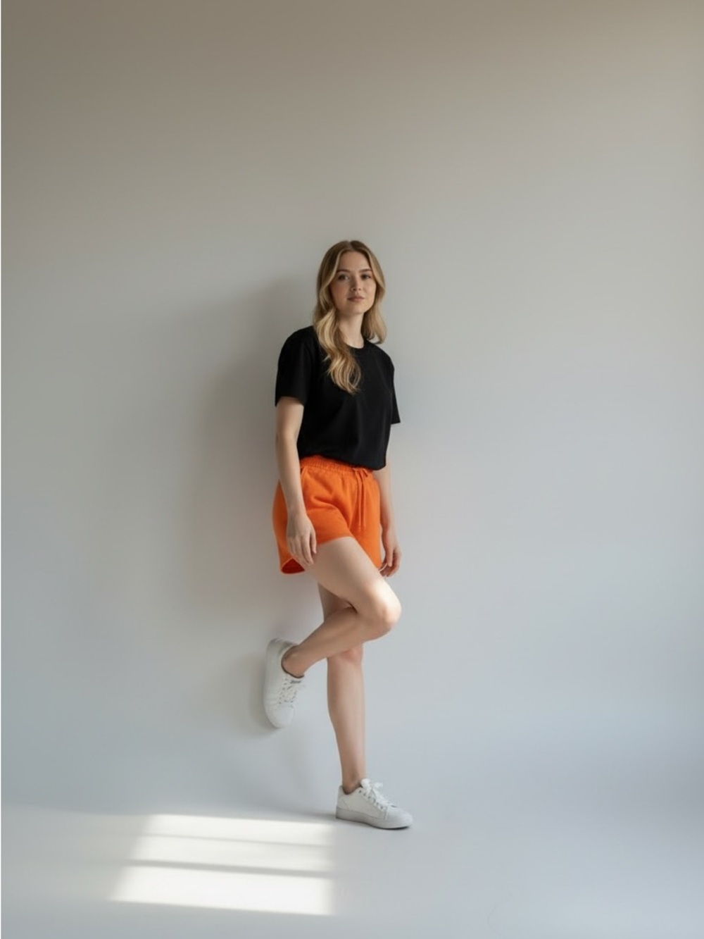 Women's Orange Drawstring Athletic Terry Lounge Shorts
